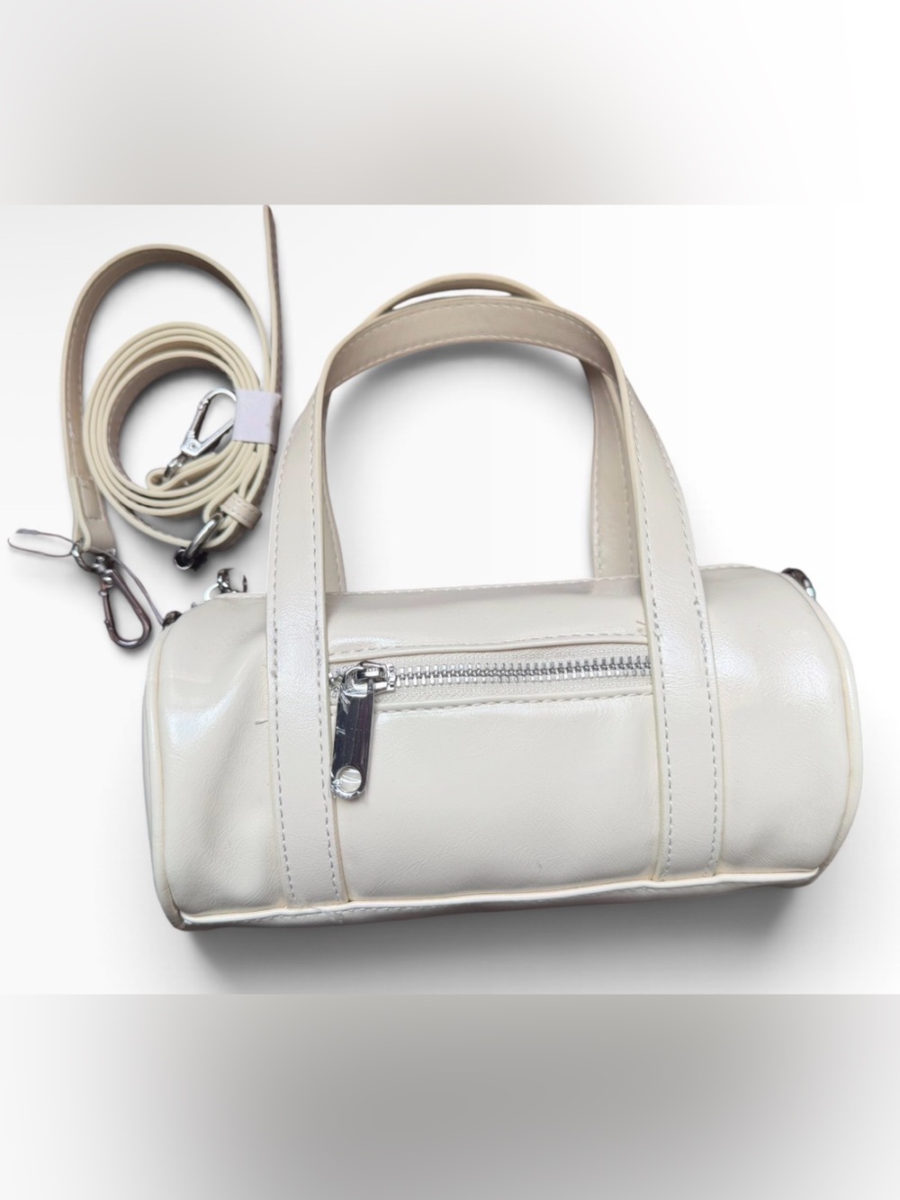 Cream Mini Shoulder Bag with Removable Strap